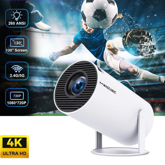 Projector Android 11 4K 1280*720P HY300 Dual Wifi 260ANSI 180°Flexible BT5.0 Cinema Outdoor Portable Projetor HY300 Pro